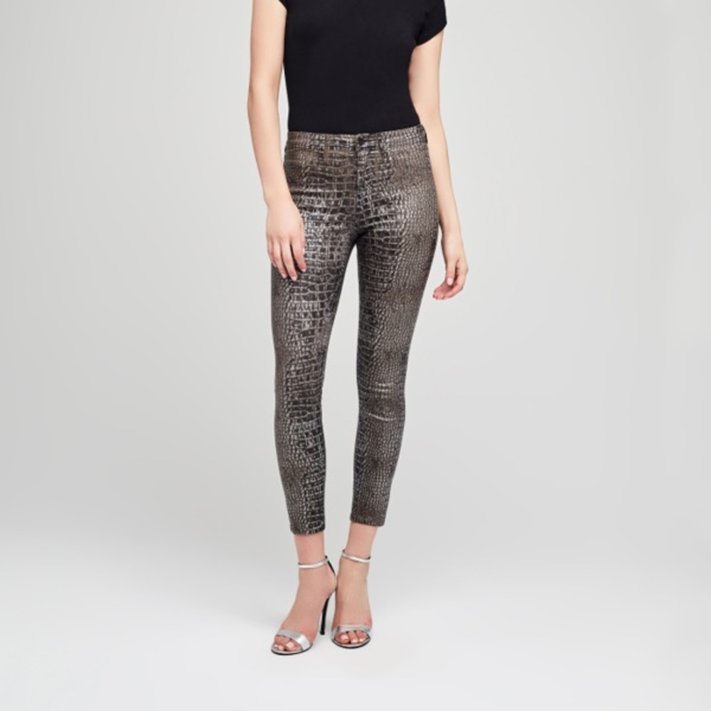 L’Agence Margot High Rise Foil Jean in Black Croc